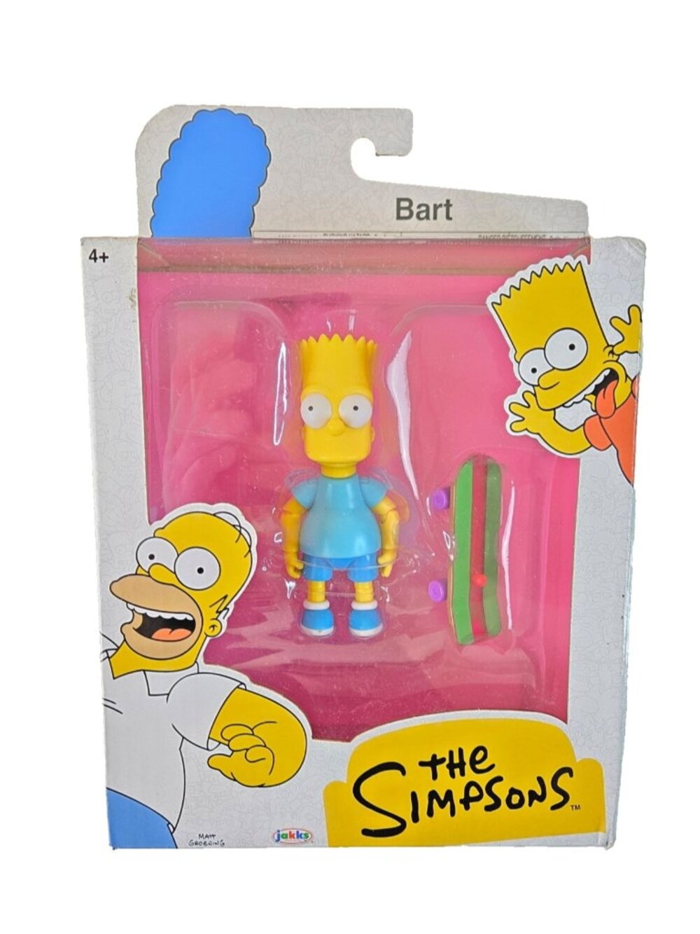 The Simpsons Bart Simpson Blue Shirt Skateboard Action Figure JAKKS Wave 4 New